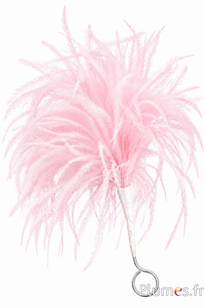 Pluim struisvogel met ring - hoogte 18-20 cm - zachtroze